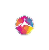 diseños de logotipos de iglesias con logotipo minimalista de montaña. Plantilla de diseño de logo de vector de iglesia de personas. logotipo de la iglesia y la organización cristiana.