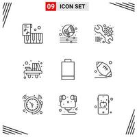 9 Icons Line Style Grid Based Creative Outline Symbols for Website Design Simple Line Icon Signs Isolated on White Background 9 Icon Set vector