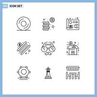 Modern Set of 9 Outlines Pictograph of father dad development accessories money Editable Vector Design Elements