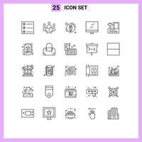 25 Universal Lines Set for Web and Mobile Applications radio signal plug device mac Editable Vector Design Elements
