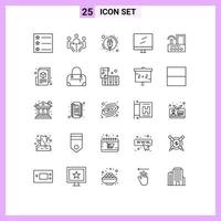 25 Universal Lines Set for Web and Mobile Applications radio signal plug device mac Editable Vector Design Elements