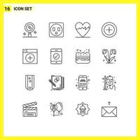 Modern Set of 16 Outlines and symbols such as app new heart window payments Editable Vector Design Elements