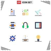 Mobile Interface Flat Color Set of 9 Pictograms of communications online chemical flask marketing test tube Editable Vector Design Elements