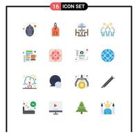 conjunto de 16 iconos de interfaz de usuario modernos signos de símbolos para personas de desayuno grupo de liderazgo en el hogar paquete editable de elementos creativos de diseño de vectores