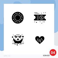 4 Creative Icons Modern Signs and Symbols of bakery smiley discount emots heart Editable Vector Design Elements