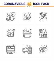 Coronavirus Awareness icon 9 Line icons icon included soap basin basin vaccine stay home prevent viral coronavirus 2019nov disease Vector Design Elements