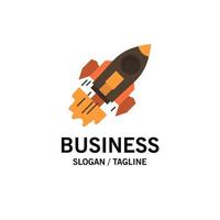 Startup Business Goal Launch Mission Spaceship Business Logo Template Flat Color vector