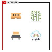 4 Creative Icons Modern Signs and Symbols of hardware education blowing wind network Editable Vector Design Elements