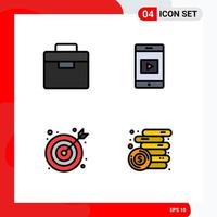 4 Thematic Vector Filledline Flat Colors and Editable Symbols of box office toolbox video income Editable Vector Design Elements