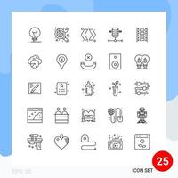 25 User Interface Line Pack of modern Signs and Symbols of film reel animation switch web hosting hosting Editable Vector Design Elements