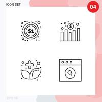 paquete de línea de vector editable de 4 colores planos de línea de llenado simple de elementos de diseño de vector editable de hierbas de objetivo de alimentos de descuento
