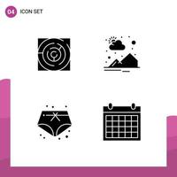 Group of 4 Modern Solid Glyphs Set for maze shorts strategy mountain vacation Editable Vector Design Elements