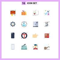 Set of 16 Modern UI Icons Symbols Signs for gear health wedding day fun Editable Pack of Creative Vector Design Elements