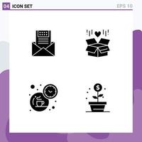 Group of Solid Glyphs Signs and Symbols for email box mail mail surprize Editable Vector Design Elements