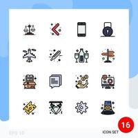 16 User Interface Flat Color Filled Line Pack of modern Signs and Symbols of lock pad iphone arrow hardware devices Editable Creative Vector Design Elements