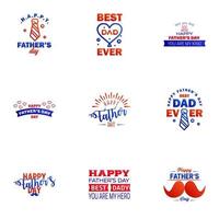 Happy fathers day 9 Blue and red vintage retro type font Illustrator eps10 Editable Vector Design Elements