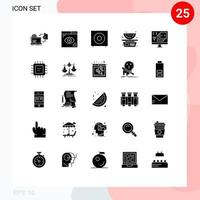 Universal Icon Symbols Group of 25 Modern Solid Glyphs of balance food page subwoofer electronics Editable Vector Design Elements