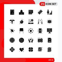 User Interface Pack of 25 Basic Solid Glyphs of tickets movie tickets christian building movie raffle report Editable Vector Design Elements