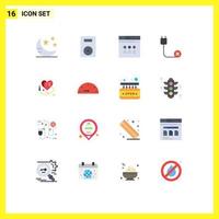 Group of 16 Modern Flat Colors Set for hardware devices turntable cord website Editable Pack of Creative Vector Design Elements