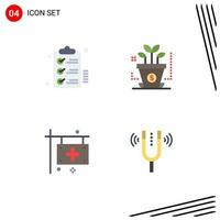 Stock Vector Icon Pack of 4 Line Signs and Symbols for checklist clinic wishlist investment health Editable Vector Design Elements