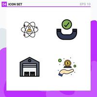 Pack of 4 Modern Filledline Flat Colors Signs and Symbols for Web Print Media such as development handset person talent logistic Editable Vector Design Elements