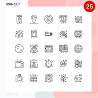 Group of 25 Modern Lines Set for healthy support eye phone best Editable Vector Design Elements