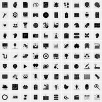 Set of 100 Universal Solid Icons vector