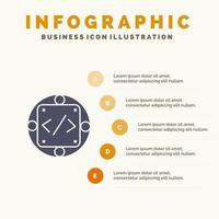 Code Custom Implementation Management Product Solid Icon Infographics 5 Steps Presentation Background vector