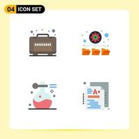 Set of 4 Commercial Flat Icons pack for case spa database beauty test Editable Vector Design Elements