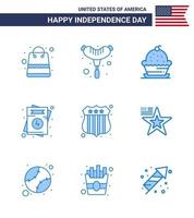 9 Blue Signs for USA Independence Day investigating wedding dessert usa invitation Editable USA Day Vector Design Elements