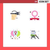 Flat Icon Pack of 4 Universal Symbols of head day virtual reality feminism love Editable Vector Design Elements