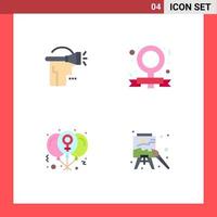 Flat Icon Pack of 4 Universal Symbols of head day virtual reality feminism love Editable Vector Design Elements