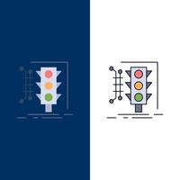 City management monitoring smart traffic Flat Color Icon Vector