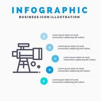 Astronomy Scope Space Telescope Line icon with 5 steps presentation infographics Background vector