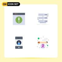Set of 4 Vector Flat Icons on Grid for business data man storage friend Editable Vector Design Elements
