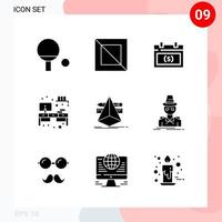 Vector Pack of 9 Icons in Solid Style Creative Glyph Pack isolated on White Background for Web and Mobile Creative Black Icon vector background