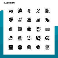 25 Black Friday Icon set. Solid Glyph Icon Vector Illustration Template For Web and Mobile. Ideas for business company.