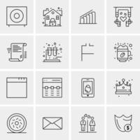 16 iconos de negocios universales vector ilustración de icono creativo para usar en proyectos relacionados con la web y dispositivos móviles