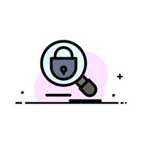 Search Research Lock Internet  Business Flat Line Filled Icon Vector Banner Template