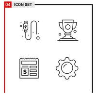 4 General Icons for website design print and mobile apps 4 Outline Symbols Signs Isolated on White Background 4 Icon Pack Creative Black Icon vector background