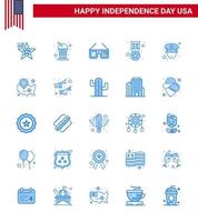 25 iconos creativos de estados unidos signos de independencia modernos y símbolos del 4 de julio de oficiales militares gafas de sol medalla premio editable elementos de diseño vectorial del día de estados unidos vector