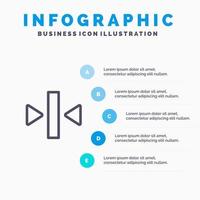 reproducir pausar el icono de la línea de medios con 5 pasos de fondo de infografía de presentación vector