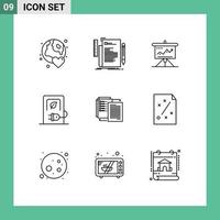 Pictogram Set of 9 Simple Outlines of car success programming solution challenge Editable Vector Design Elements