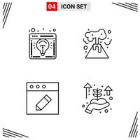 4 Icons Line Style Grid Based Creative Outline Symbols for Website Design Simple Line Icon Signs Isolated on White Background 4 Icon Set vector