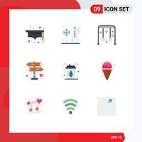 Set of 9 Modern UI Icons Symbols Signs for coffee sign child road trip swing Editable Vector Design Elements