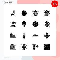 Universal Icon Symbols Group of 16 Modern Solid Glyphs of leak hot deal drop discount cyber Editable Vector Design Elements