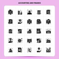 Solid 25 Accounting And Finance Icon set Vector Glyph Style Design Black Icons Set Web and Mobile Business ideas design Vector Illustration