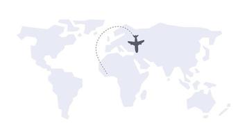 Airplane route. The plane hovered on the dotted line. travel around the world video