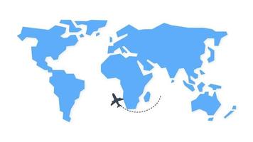 Airplane route. The plane hovered on the dotted line. travel around the world video