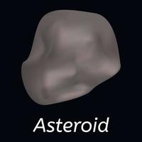 Space asteroid icon, realistic style vector